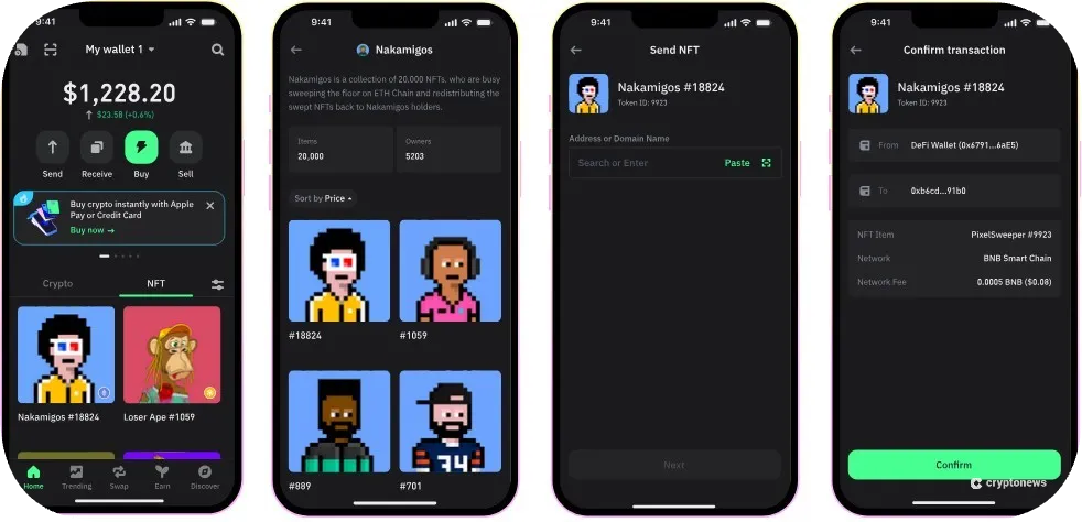 NFT management on trust wallet