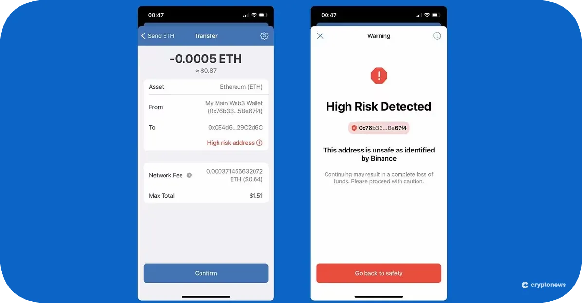 security monitoring on test wallet
