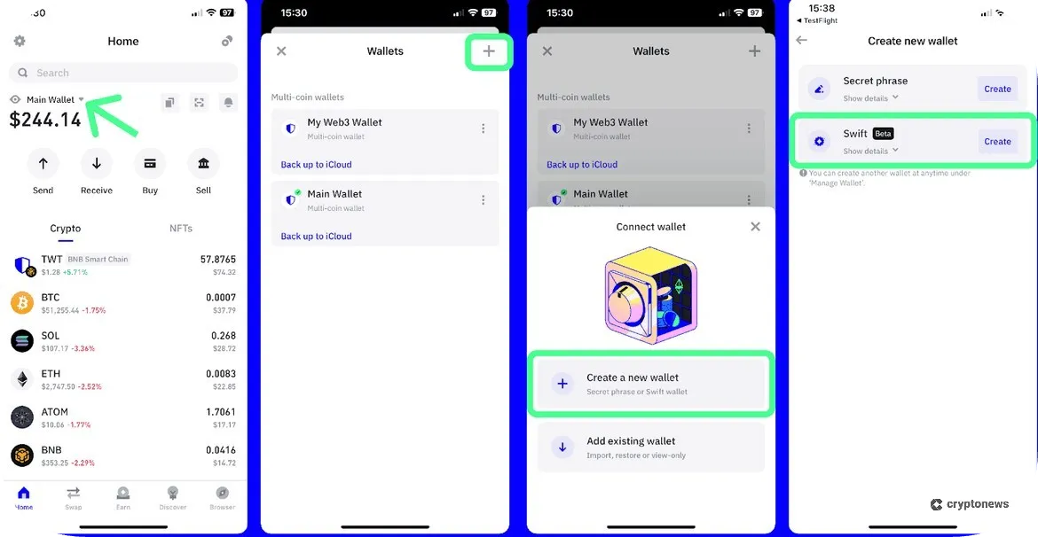 SWIFT smart contract wallet