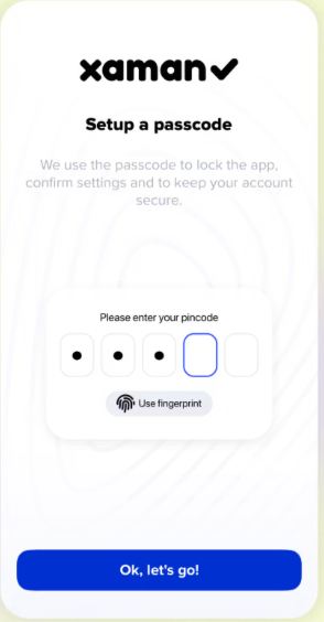 Setting up a Xaman wallet passcode