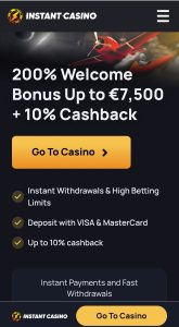 Instant Casino welcome bonus