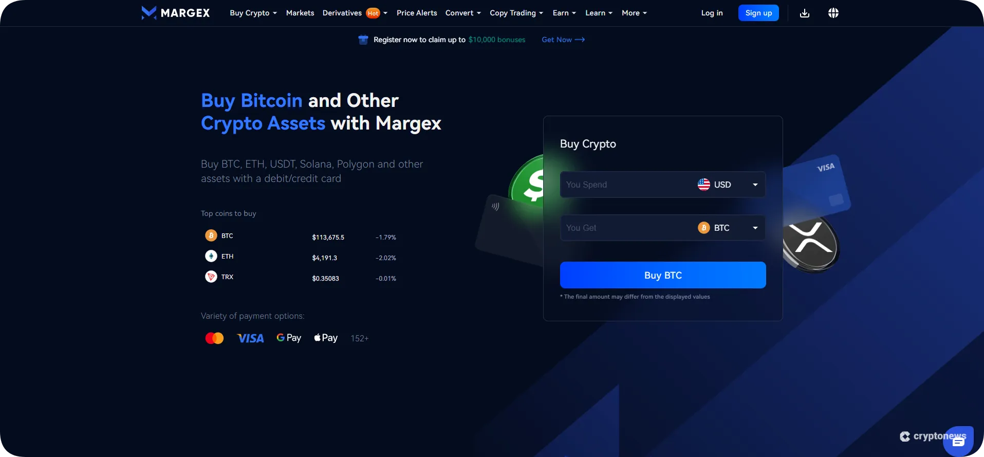 buy bitcoin with credit card on margex