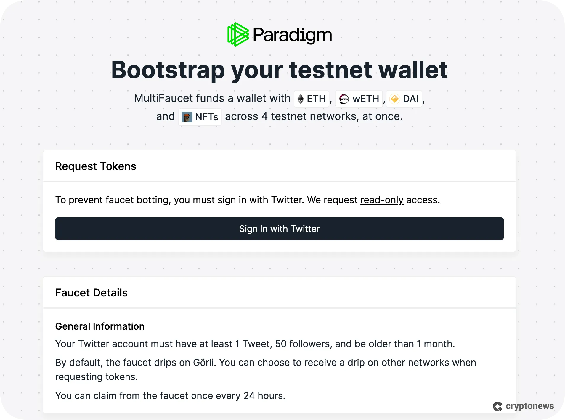 paradigm faucet, the best faucet to earn crypto for web3 developers