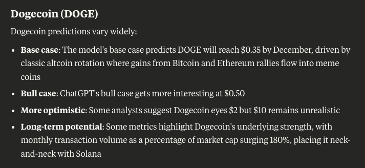 claude ai predicts doge