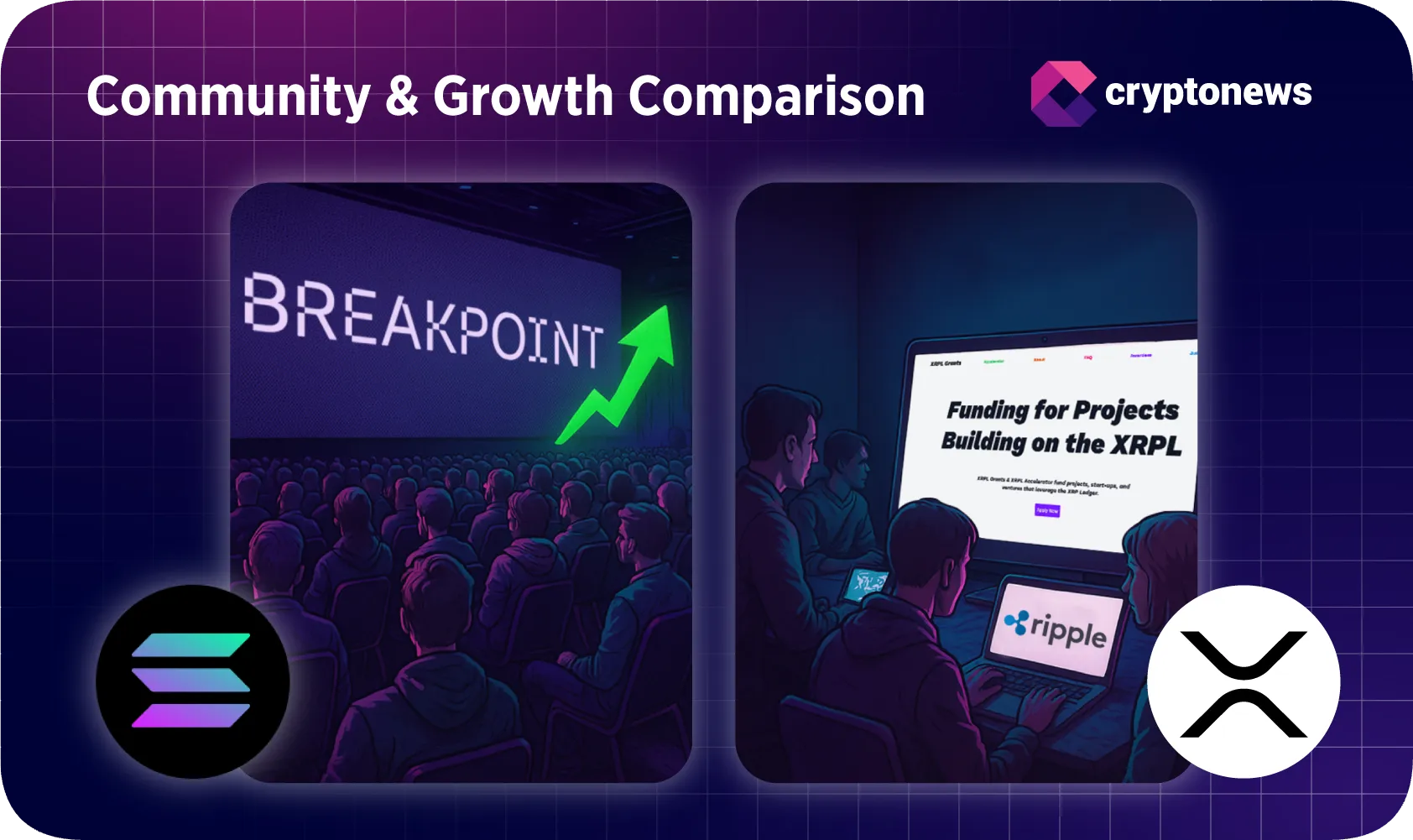 community and growth comparison between xrp and solana