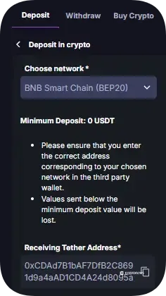 deposit crypto in a crypto casino