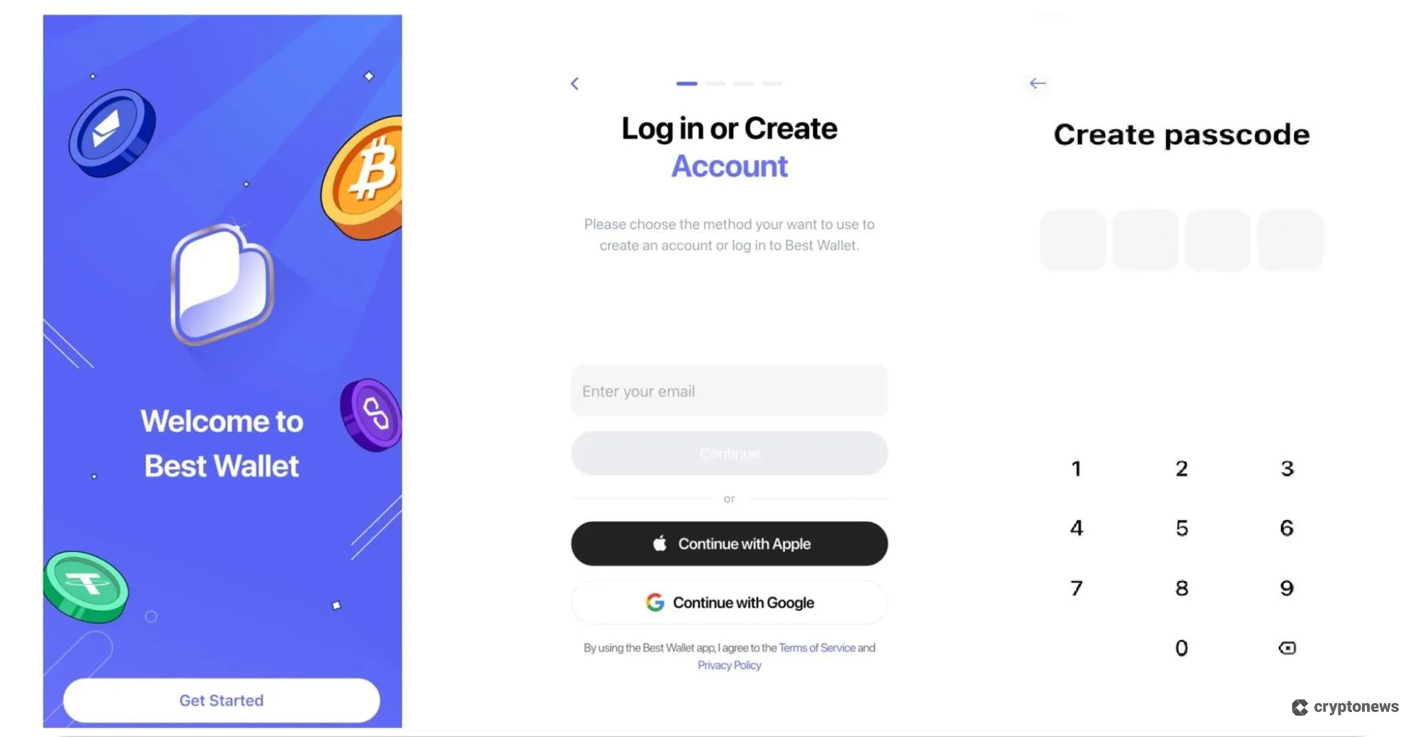 create a passcode on best wallet to create a defi wallet