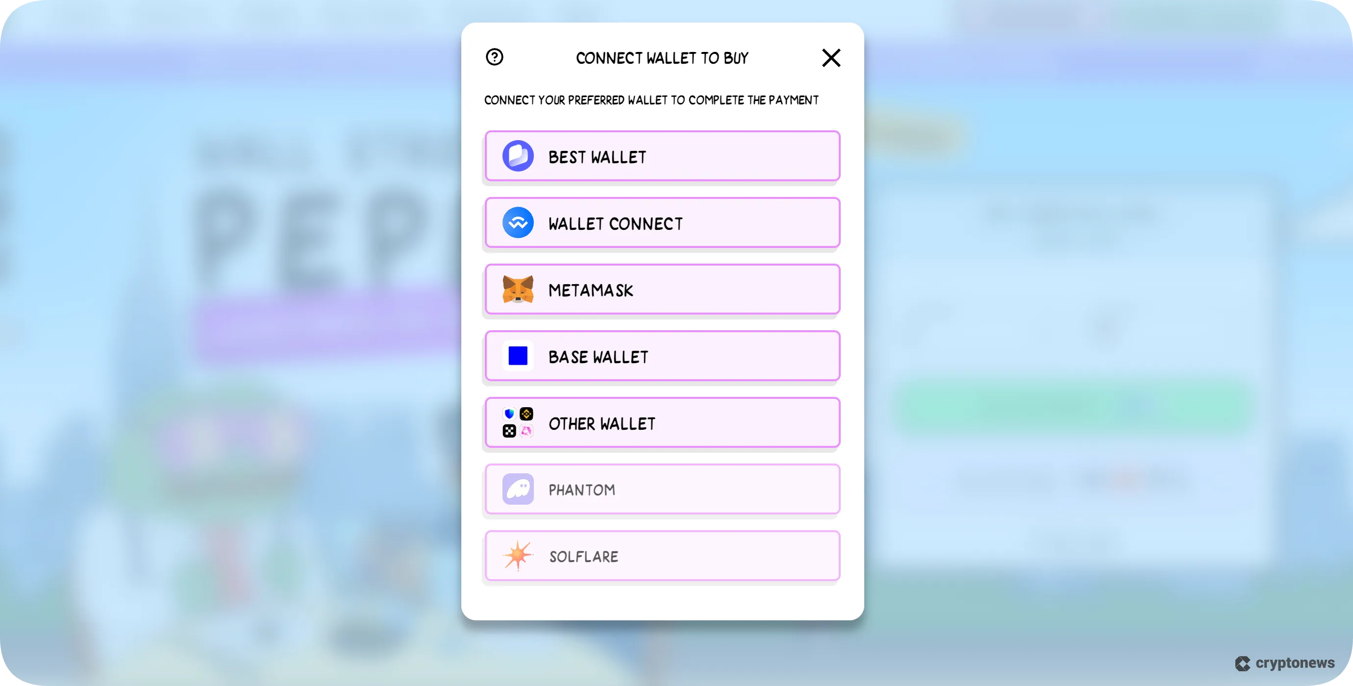 connect your wallet to the wepe presale to buy it