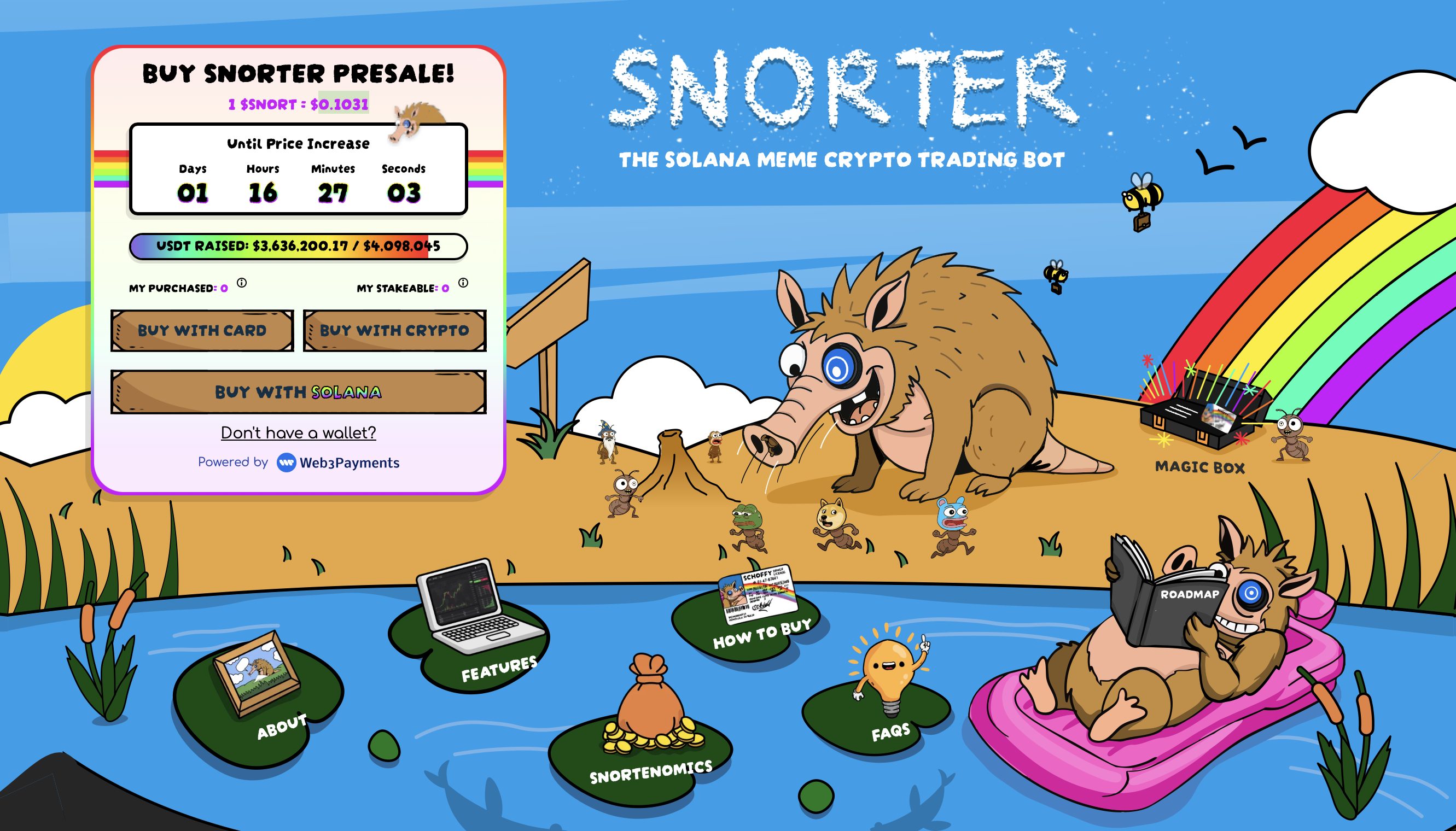 Snorter presale page.