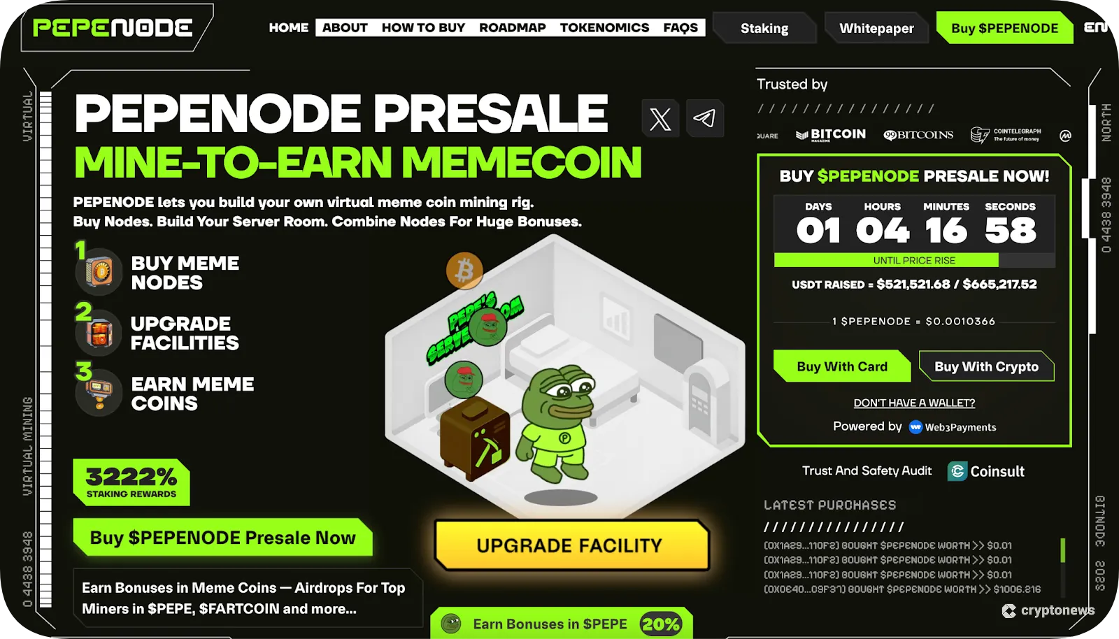 PEPENODE presale homepage