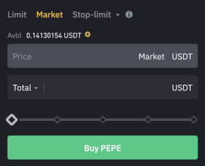 how to buy pepe binance market order