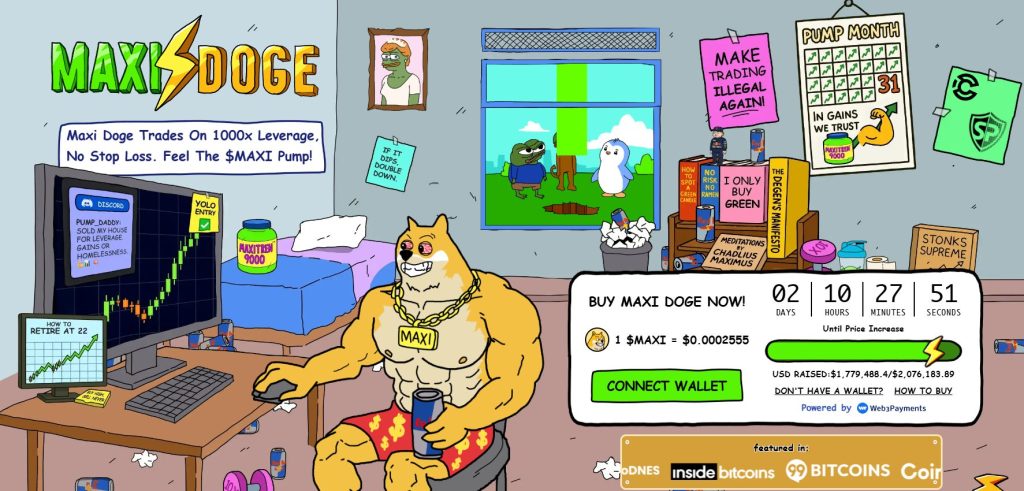 Maxi Doge (MAXI) presale website.