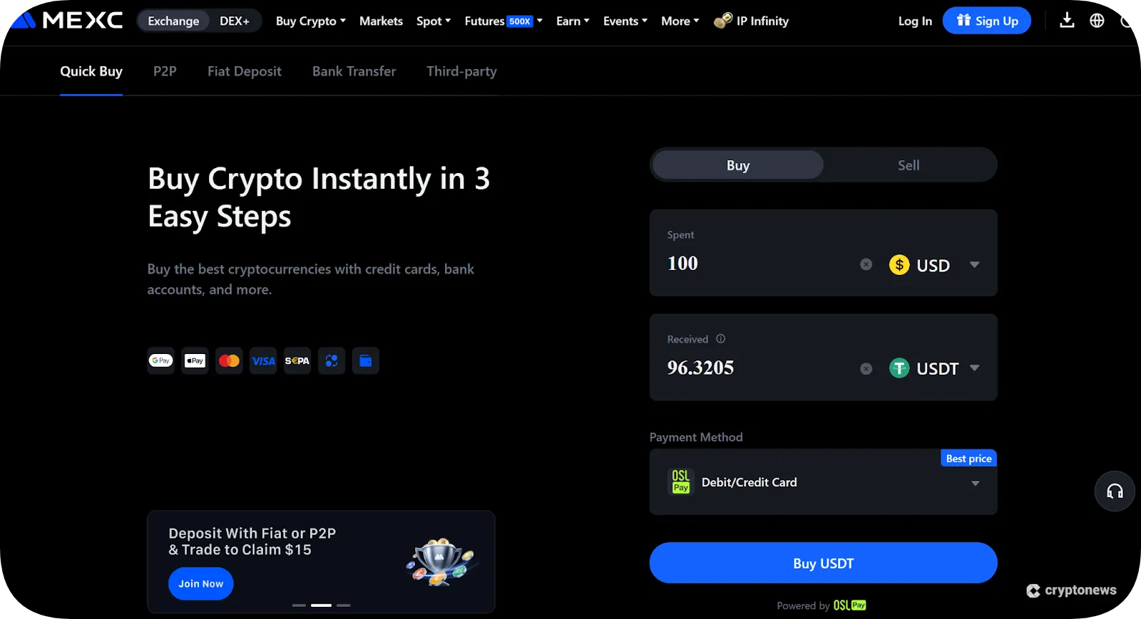 Mexc is the Best for Low-Cost Instant Crypto Purchases 