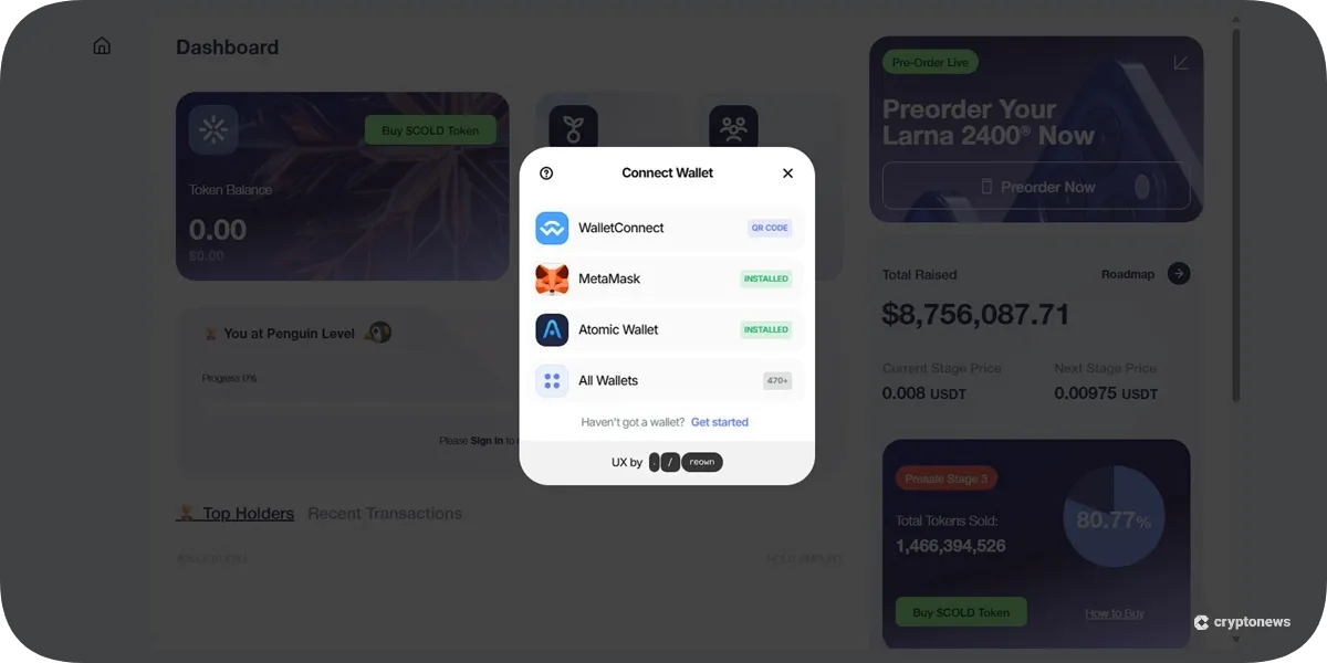 Connect Your Wallet to the Coldware Token Presale 