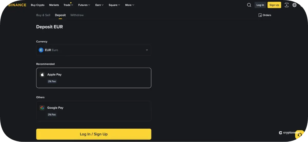 Deposit Funds on binance to buy toncoin