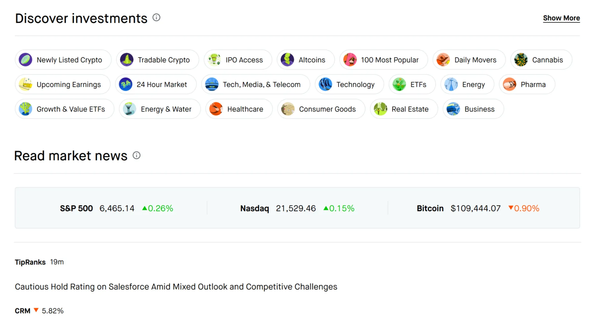 stocks and investments on robinhood