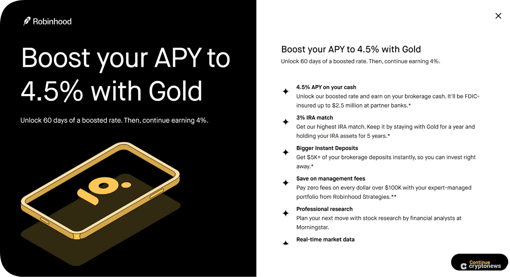 gold subscription with robinhood