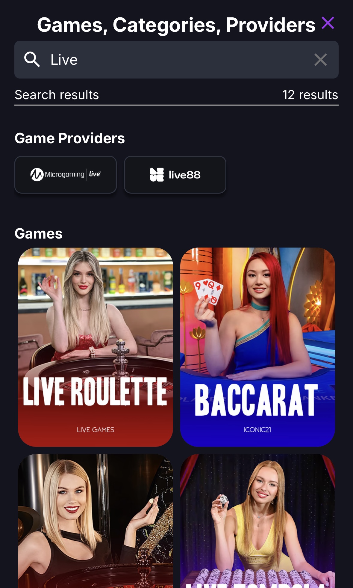 live casino games