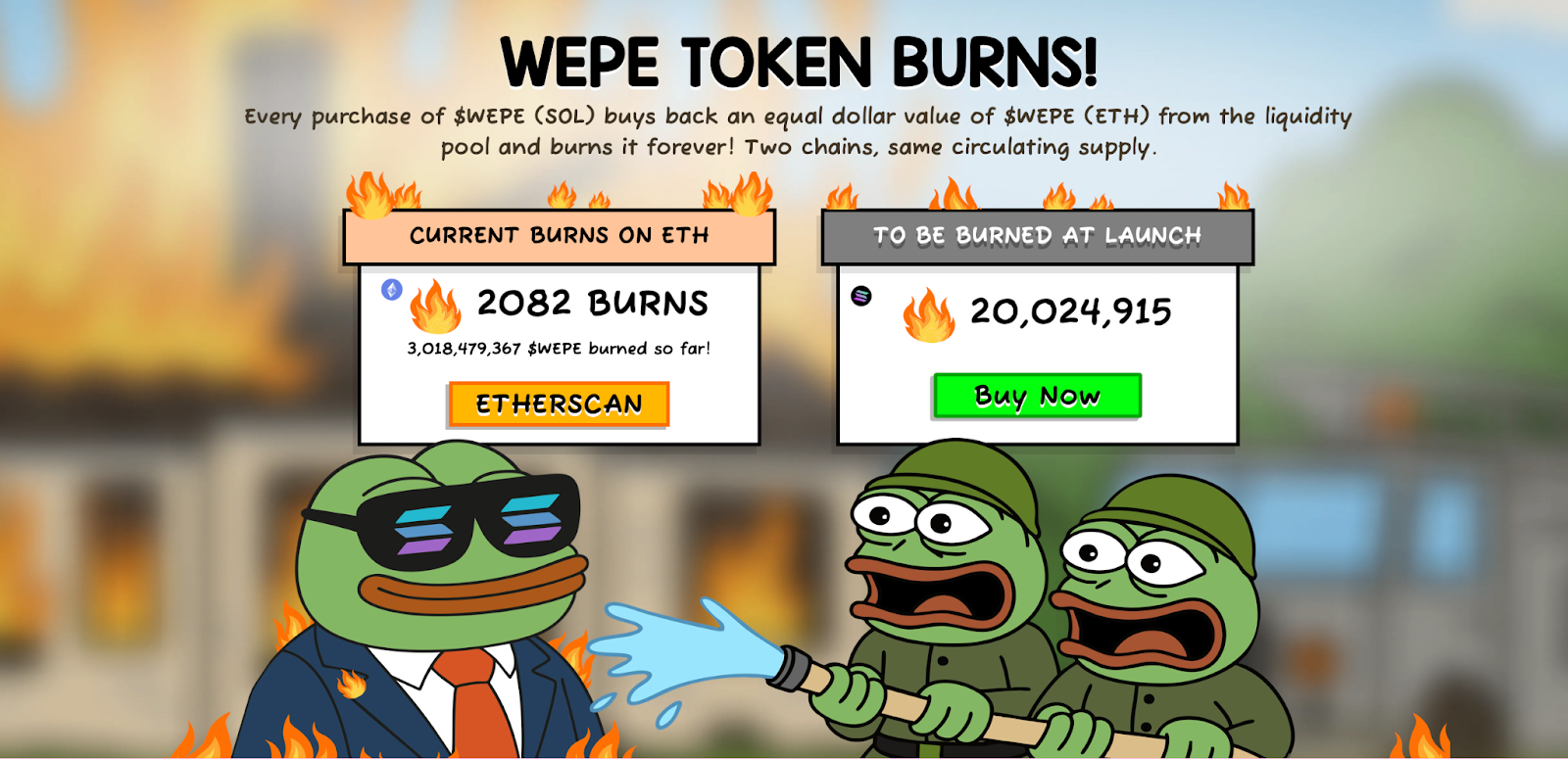 Seperti dijelaskan sebelumnya, setiap pembelian dalam masa early access ini ikut menyumbang pada proses burn di Ethereum. Tujuannya menjaga agar suplai total 200 miliar WEPE tetap seimbang di kedua jaringan. Hingga saat ini, setelah lebih dari dua minggu, pasokan WEPE di Ethereum telah berkurang sebesar 1,5%.