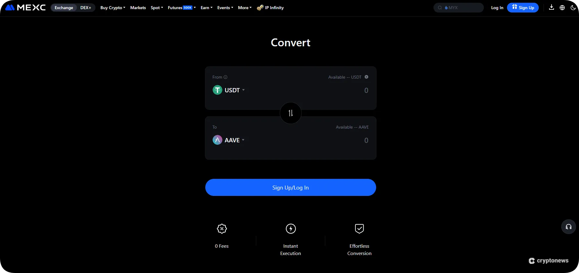 mexc 0% conversion fee
