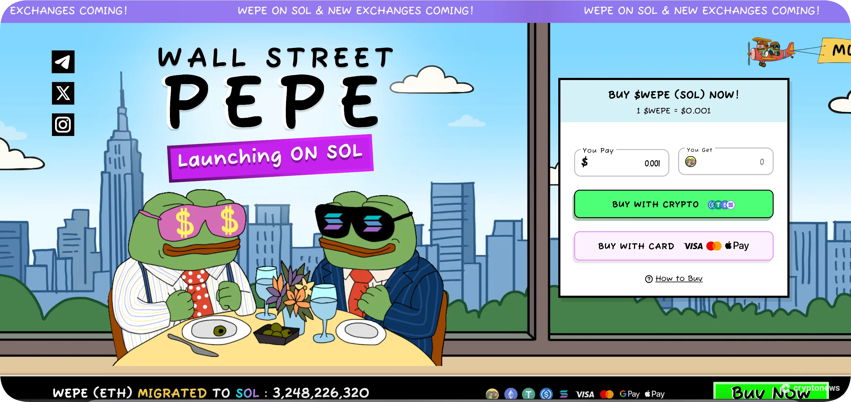connect to the wall street pepe presale