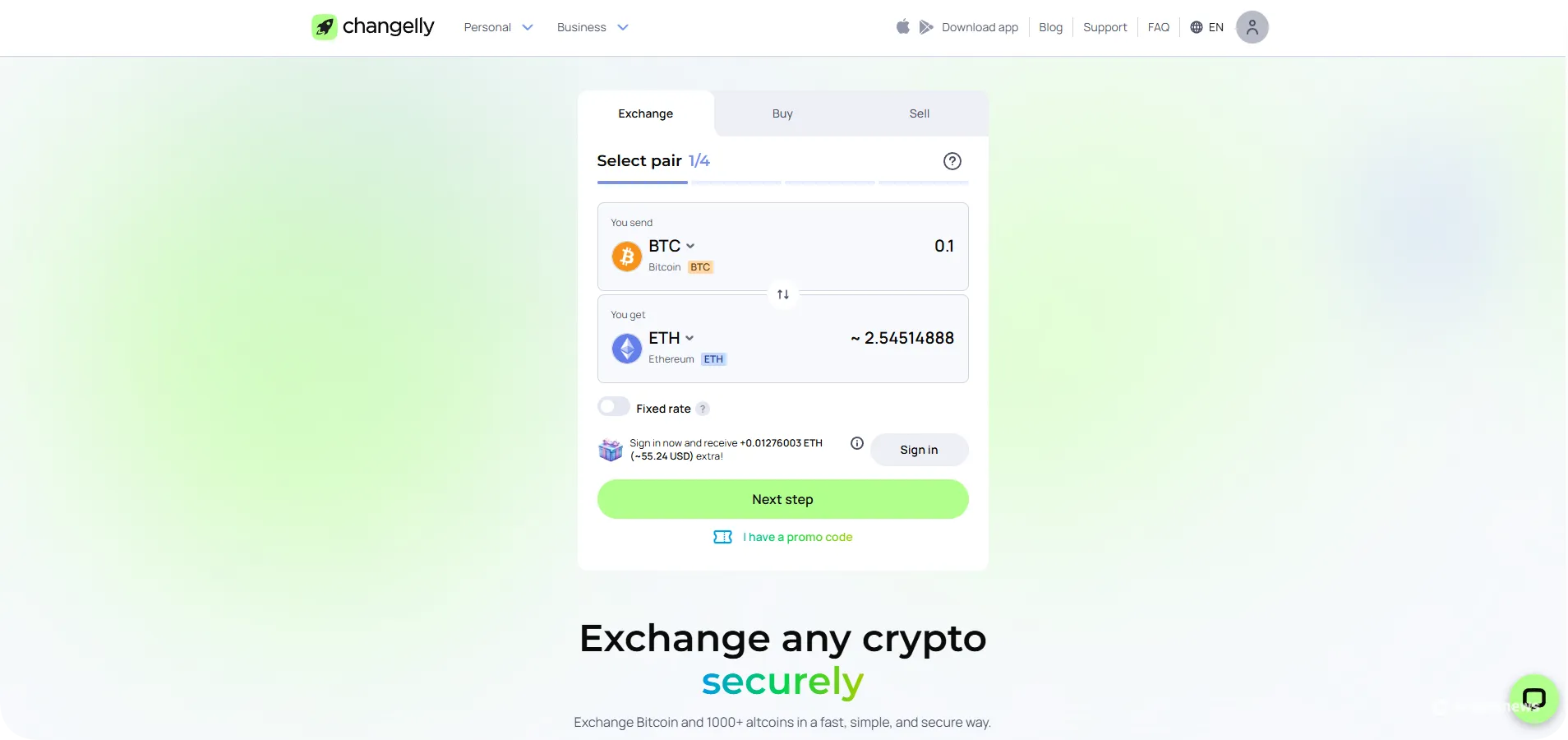 changelly crypto swap site