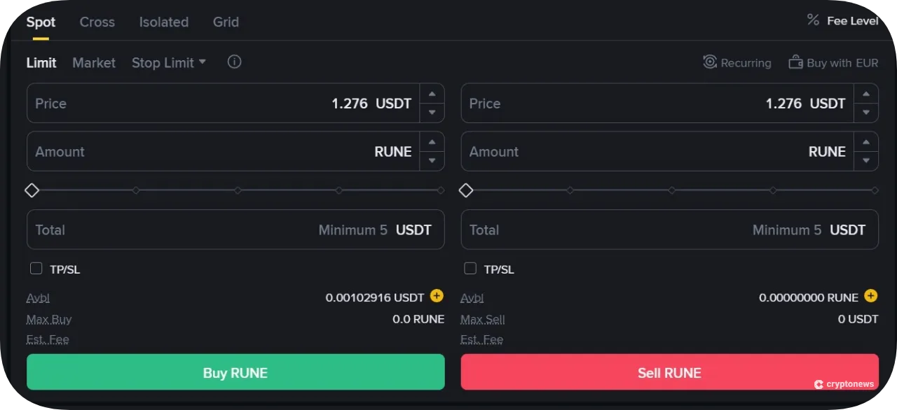 Buying RUNE on a Centralized Exchange (CEX)