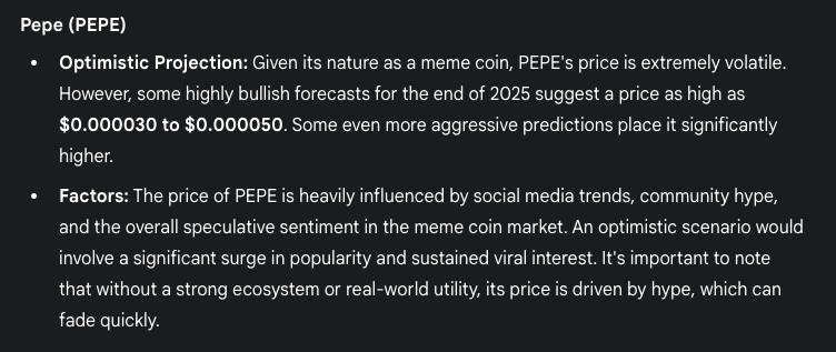 gemini ai predicts pepe