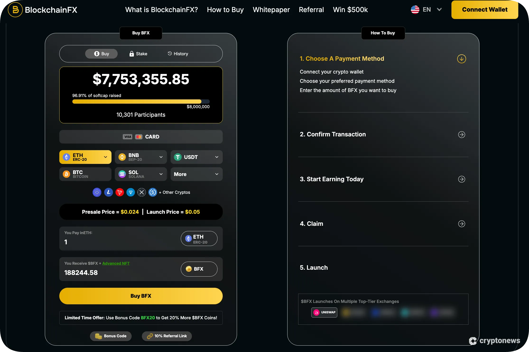 How to buy BFX tokens