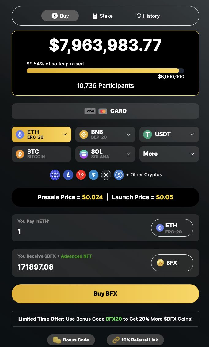 BFX presale widget