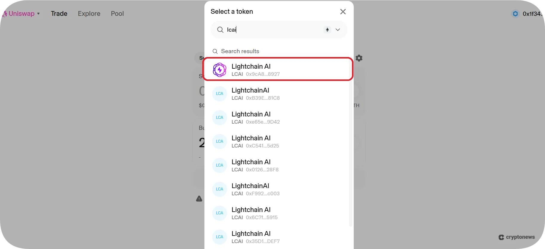 interact with the genuine LCAI token