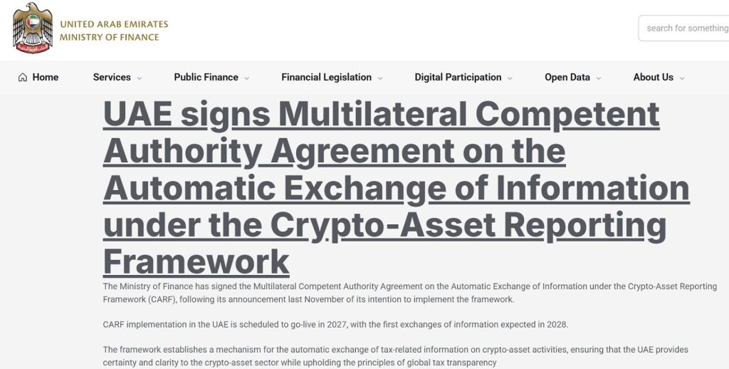 UAE Announces 2027 Rollout of Automatic Crypto Tax Reporting System – What Does it Mean for Investors?