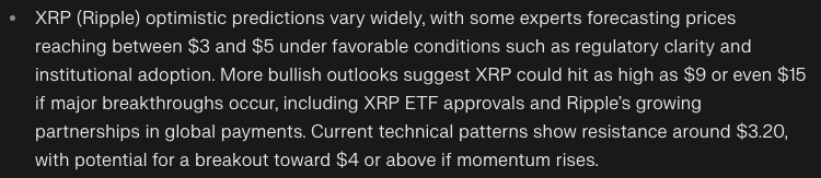 Perplexity AI 预测 XRP