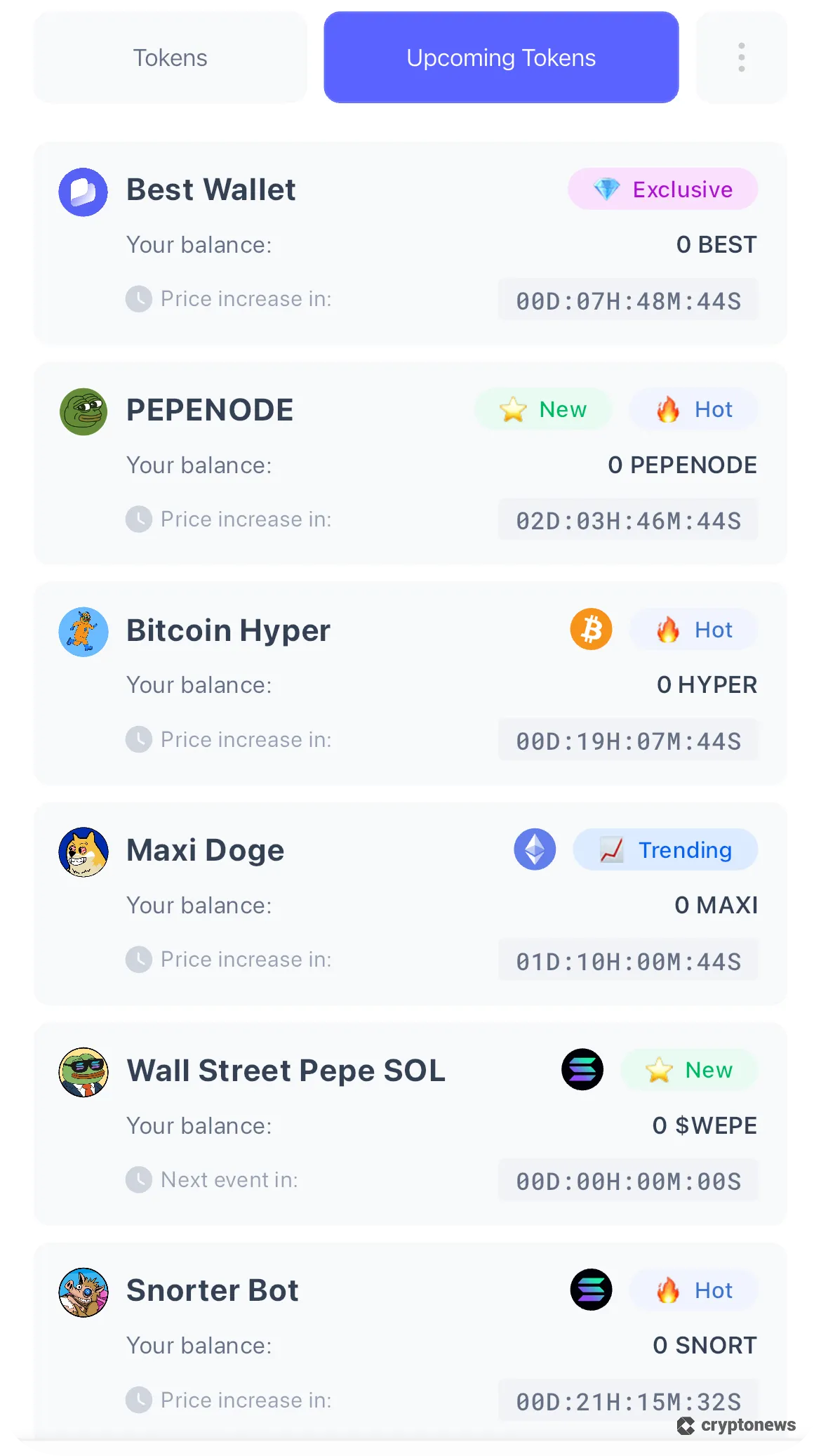 Search for the ICO/Presale on Best Wallet