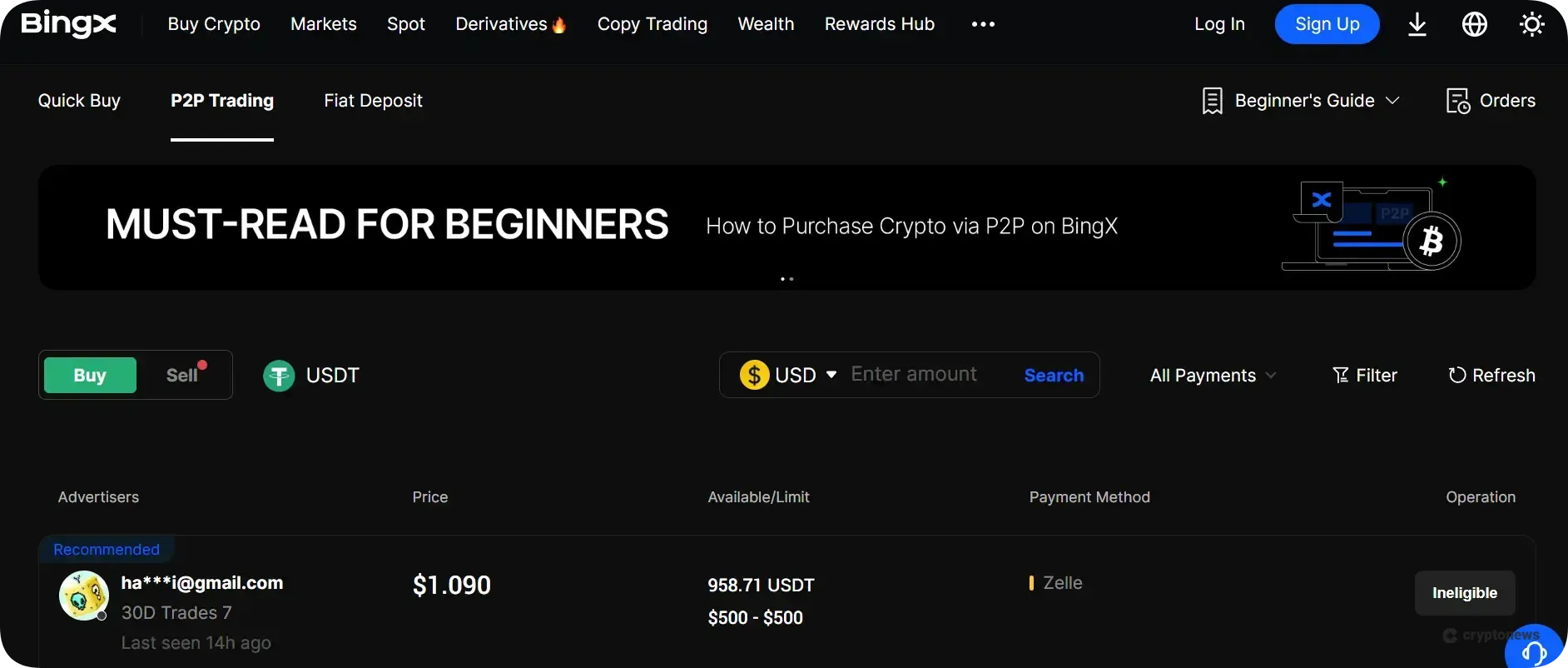 bingx crypto exchange p2p trading