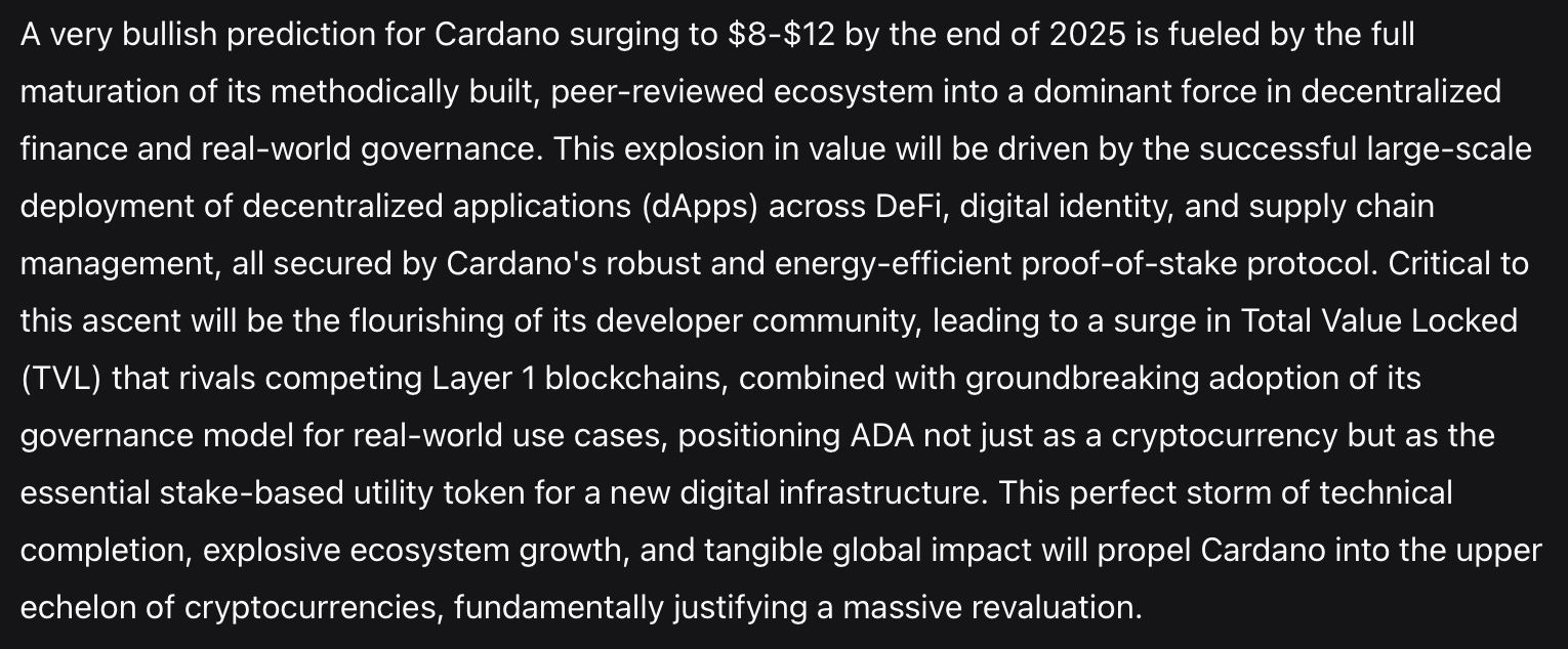 DeepSeek AI prediction for ADA.