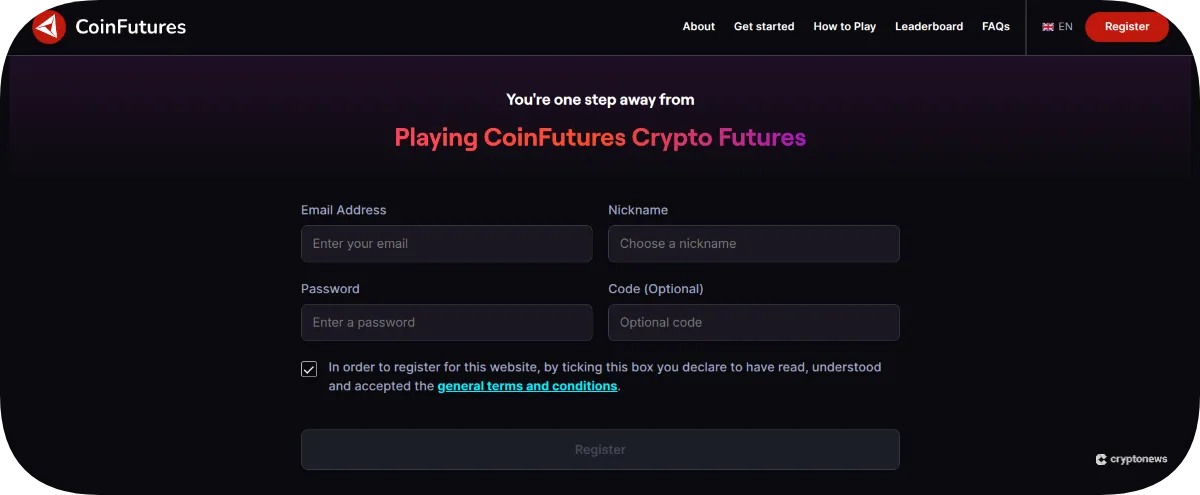 Create a CoinFutures Account