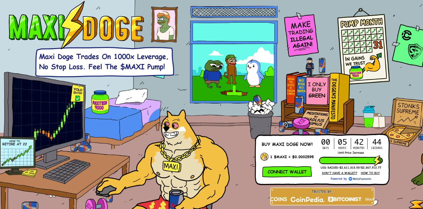 Maxi Doge presale website.