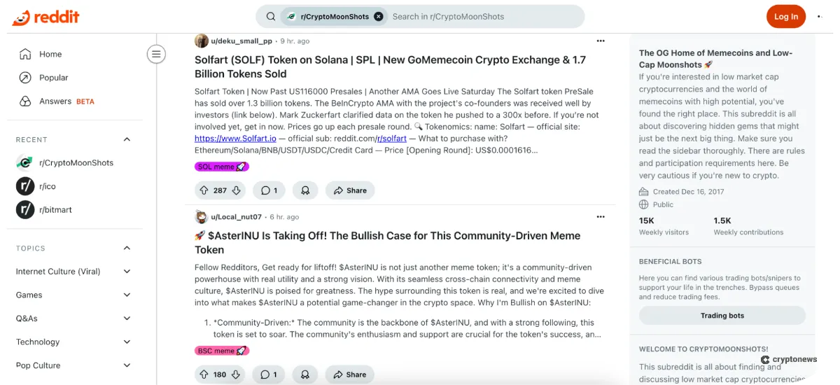 Look for Ongoing Crypto Presales on reddit