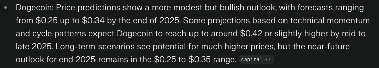 perplexity AI predicts doge