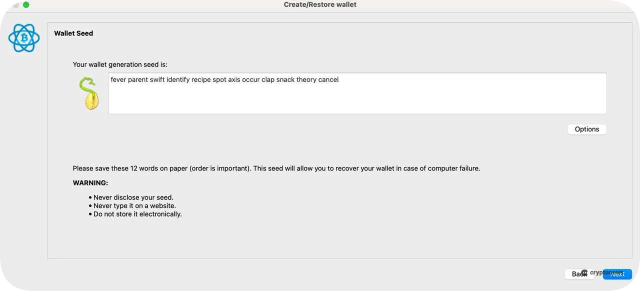 Backup Your Seed Phrase on electrum
