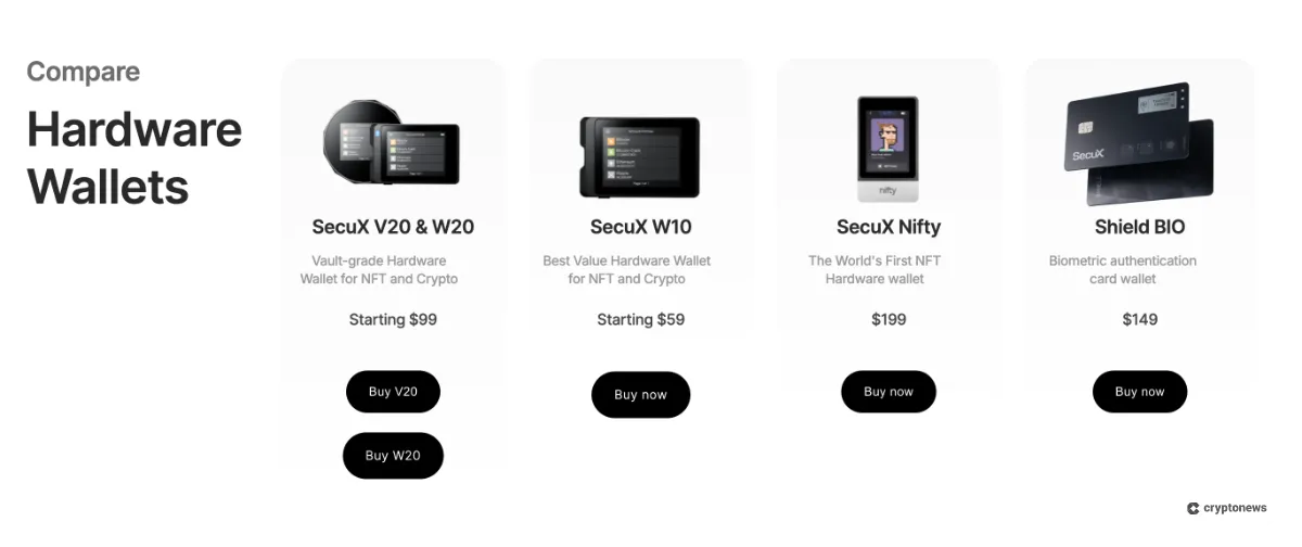 compare secux hardware wallets