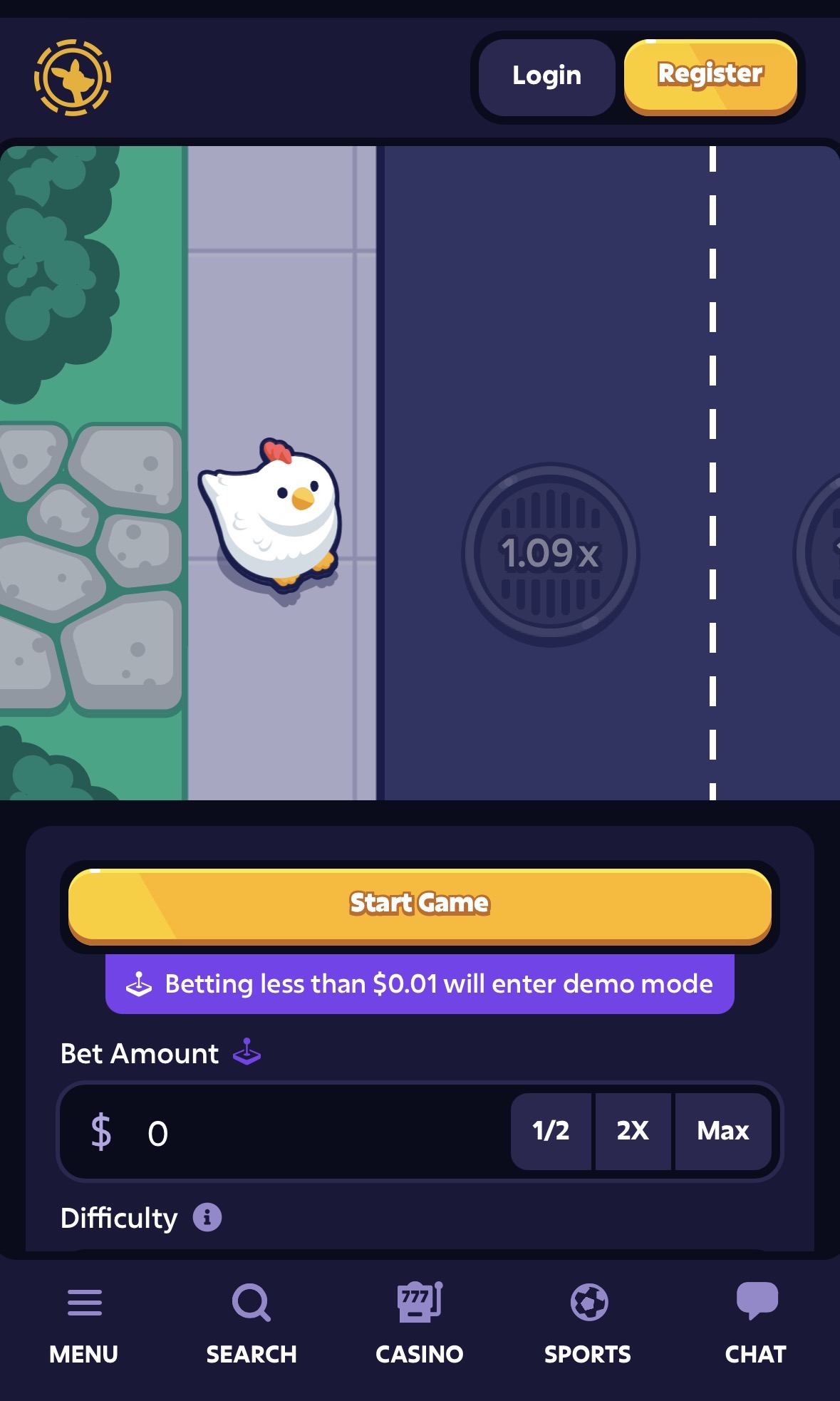 chicken cross game step 1