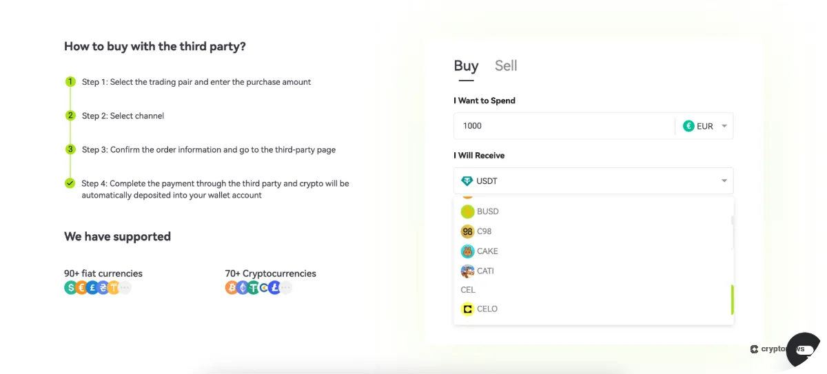 Buy Crypto With Fiat on xt exchange