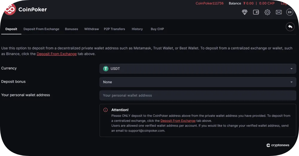 Make a Deposit to trade tron futures