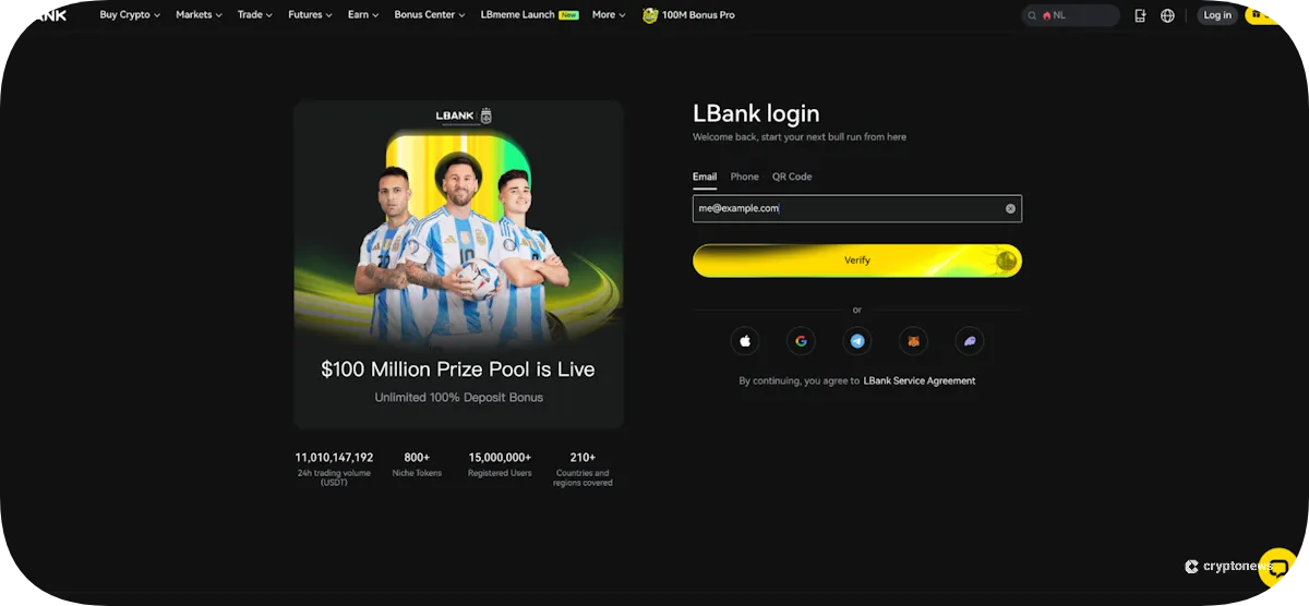 Sign up for an Account to get started with lbank