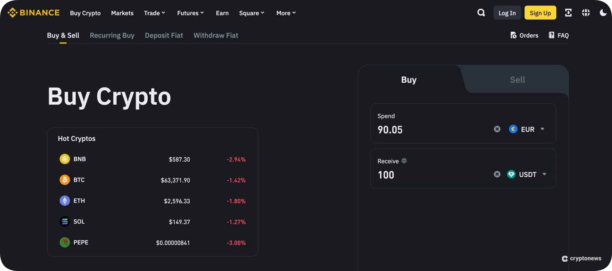 Binance user experience