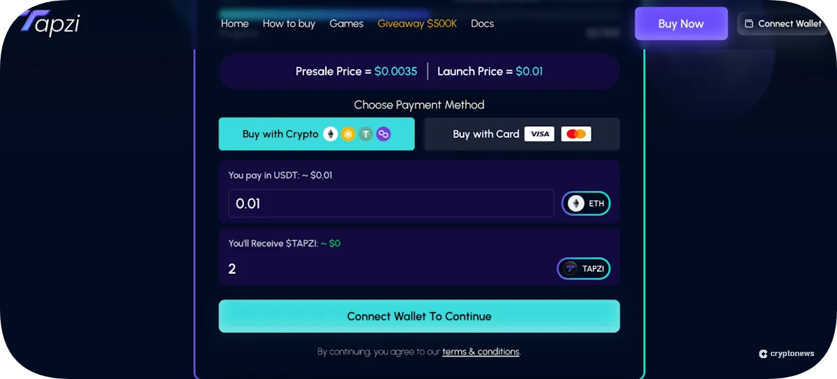 Complete the Presale Form and Buy Tapzi