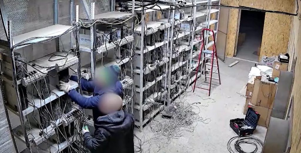 Illegal crypto miners in a Russian facility.