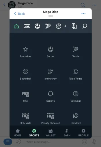 mega dice telegram sports betting bot - choosing sports